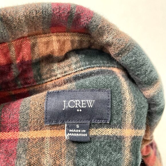 J Crew Plaid Elbow Patch Flannel Shirt Holiday Fall Winter Cabincore size Small - Picture 4 of 5
